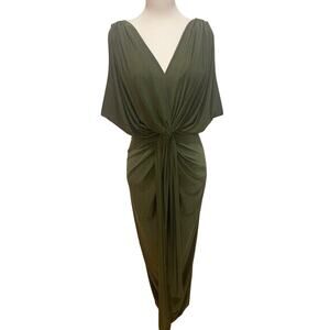 1120 NWT MISA Los Angeles Womens Xenia Knot Front Maxi Dress Olive Green XS